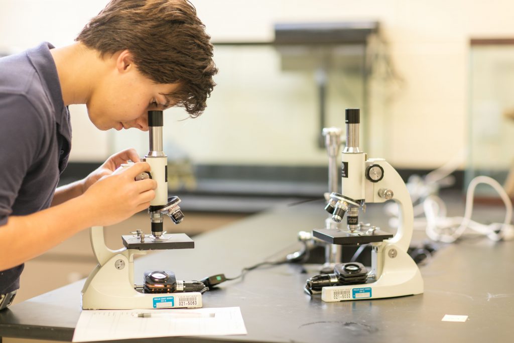 Young man in science lab - Keswick Christian_Academics_Upper School